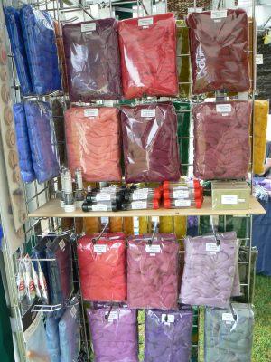 Display of different colours of merino tops